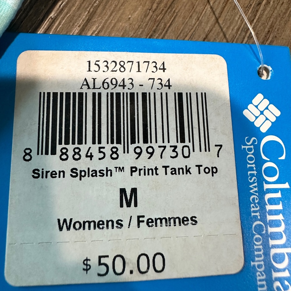 Columbia Women’s Tank Top Omni Shade, Omni Wick Size Medium Blue Green Print - Picture 3 of 8